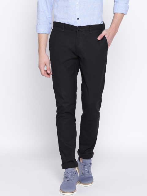 

Blackberrys Men Black Slim Fit Solid Trousers