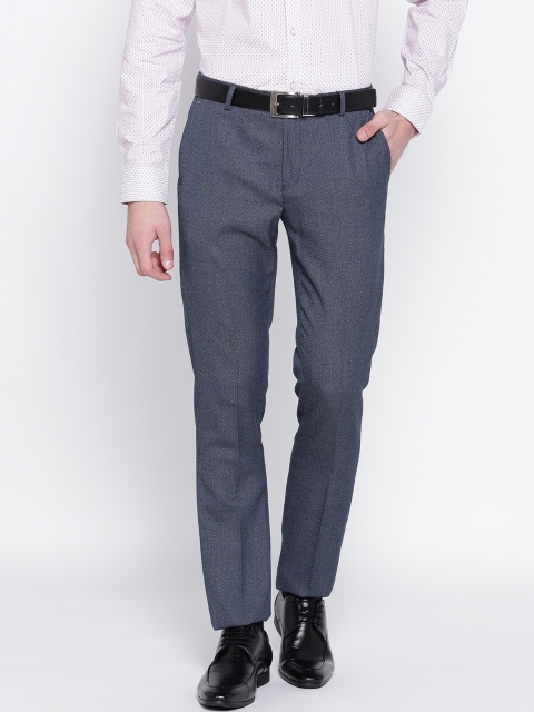 

Blackberrys Men Navy Regular Fit Solid Formal Trousers, Navy blue
