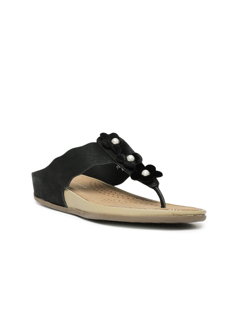 

Melange by Lifestyle Black Solid Open-Toe Flats