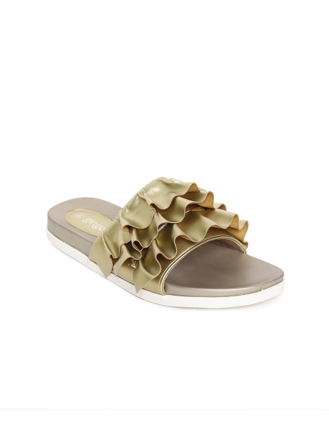 

Ginger by Lifestyle Women Gold-Toned Solid Open Toe Flats