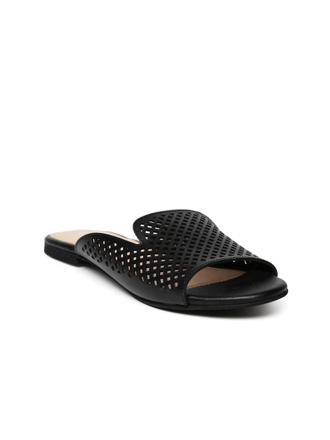 

CODE by Lifestyle Women Black Solid Lasercut Open Toe Flats