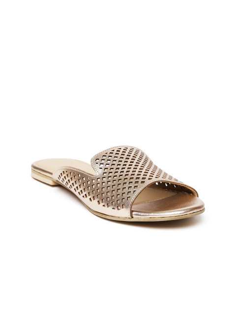 

CODE by Lifestyle Women Gold-Toned Solid Lasercut Open Toe Flats