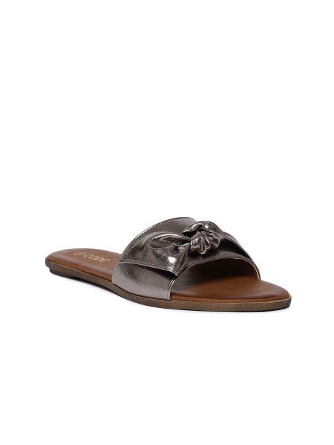 

CODE by Lifestyle Gunmetal-Toned Solid Open Toe Flats, Metallic