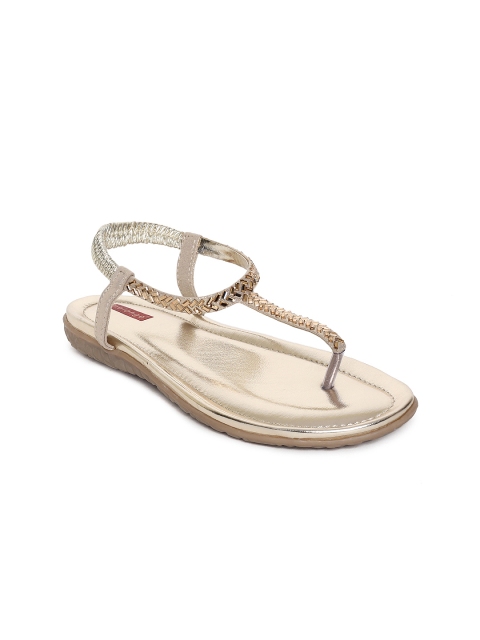 

Melange by Lifestyle Women Gold-Toned Solid T-Strap Flats