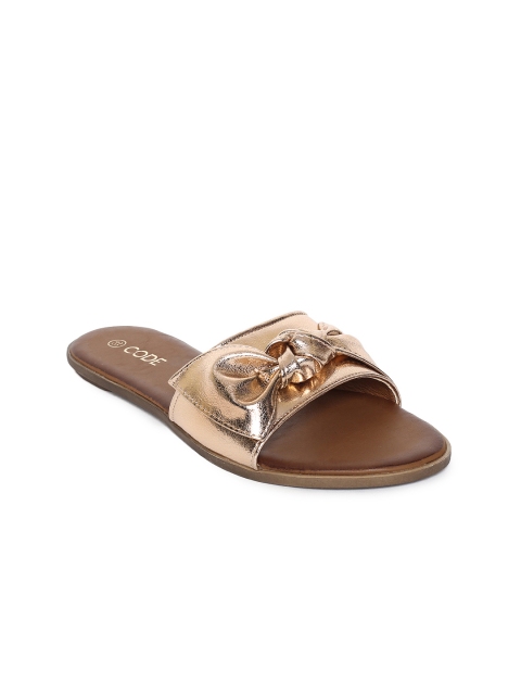 

CODE by Lifestyle Women Gold-Toned Solid Open Toe Flats