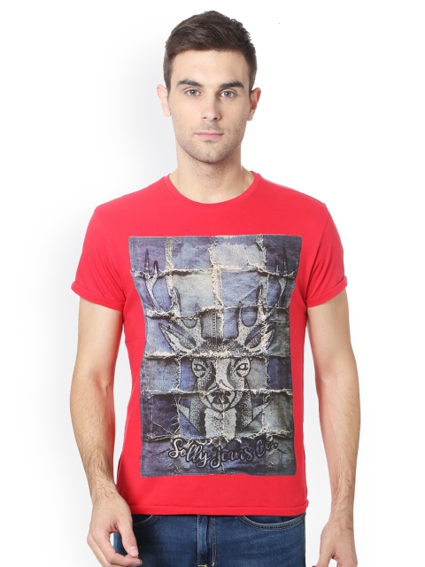 

Solly Jeans Co. Men Red Printed Slim Fit Round Neck T-shirt