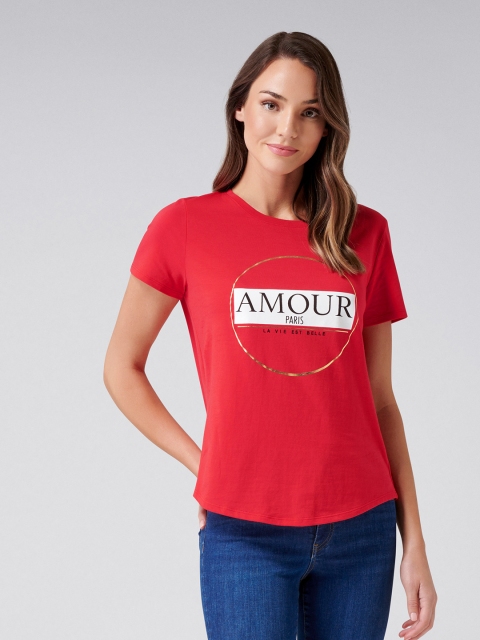 

Forever New Women Red Printed High-Low Top