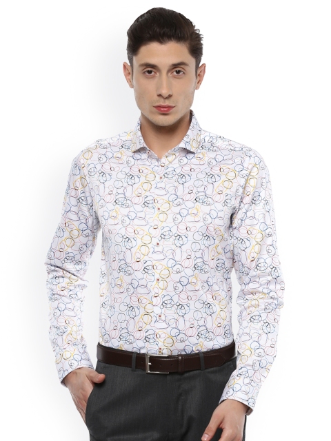 

SIMON CARTER LONDON Men White Slim Fit Printed Party Shirt