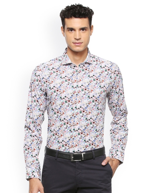 

SIMON CARTER LONDON Men White Slim Fit Printed Party Shirt