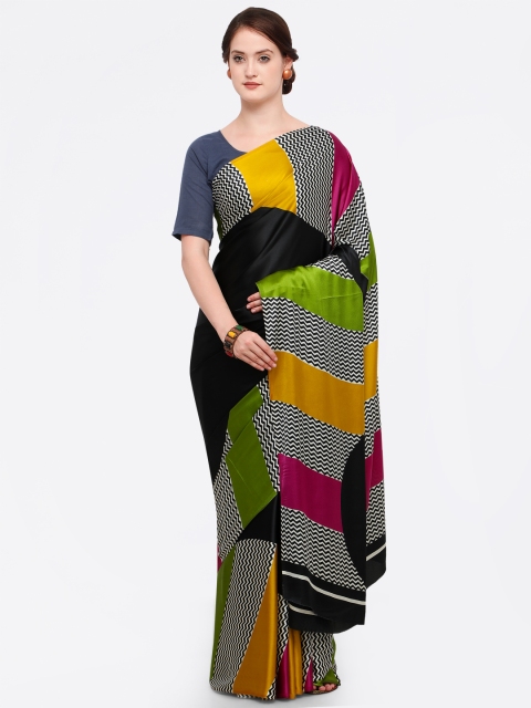 

Ligalz Multicoloured Colourblocked Poly Crepe Saree, Multi