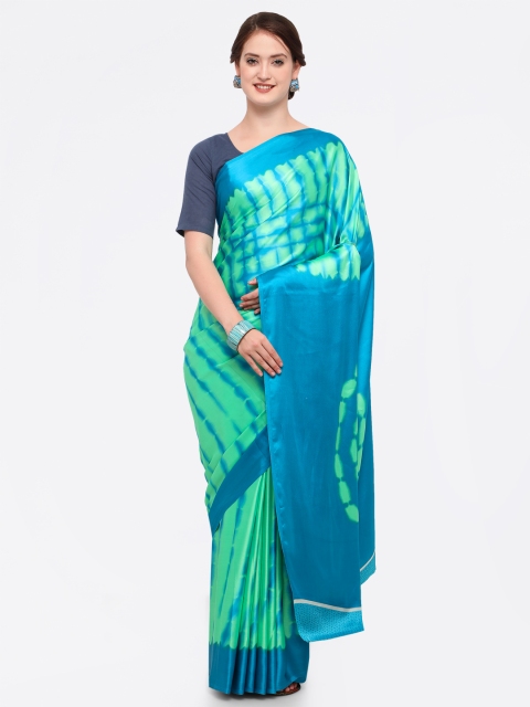 

Ligalz Green & Blue Poly Crepe Printed Saree