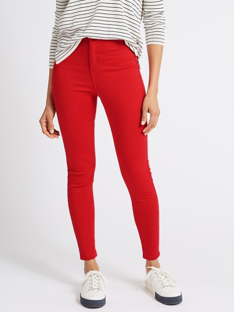 

Marks & Spencer Women Red Regular Fit Mid-Rise Clean Look Stretchable Jeans