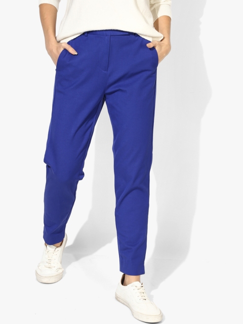 

Marks & Spencer Women Blue Regular Fit Solid Ankle Length Trousers