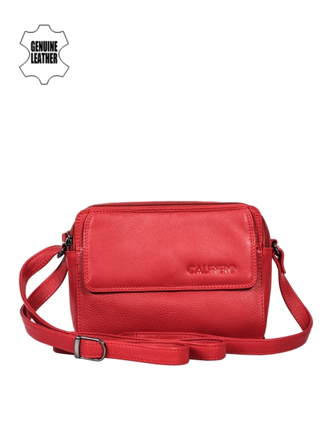 

CALFNERO Red Solid Leather Sling Bag