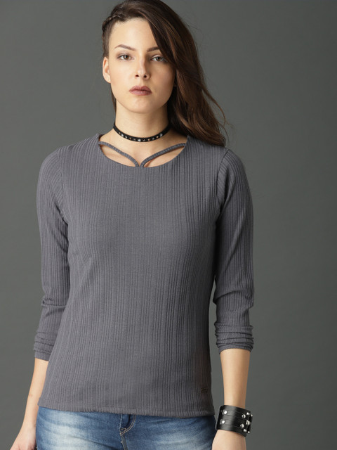 

Roadster Women Charcoal Solid Top