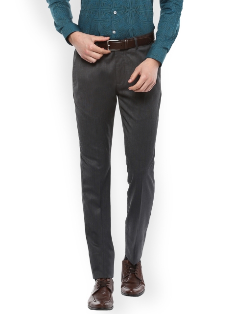 

SIMON CARTER LONDON Men Grey Poly Wool Slim Fit Formal Trousers