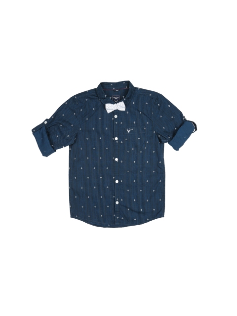 

Allen Solly Junior Boys Navy Blue Regular Fit Striped Casual Shirt