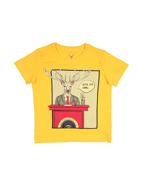 

Allen Solly Junior Boys Yellow Printed Round Neck T-shirt