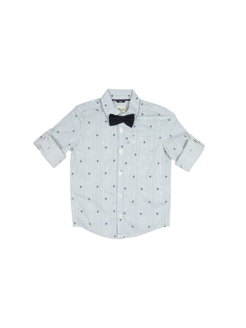 

Allen Solly Junior Boys Off-White & Blue Regular Fit Striped Casual Shirt