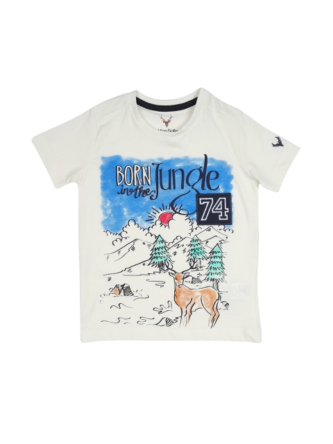 

Allen Solly Junior Boys Off-White Printed Round Neck T-shirt