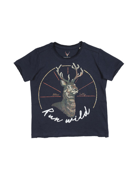 

Allen Solly Junior Boys Navy Blue Printed Round Neck T-shirt
