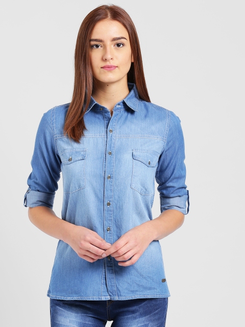 

Trend Arrest Women Blue Regular Fit Solid Casual Shirt