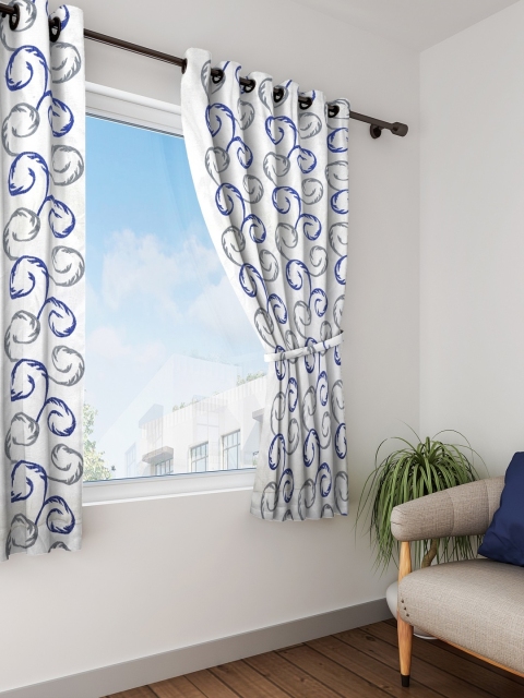 

Cortina Off-White & Blue Single Window Curtain