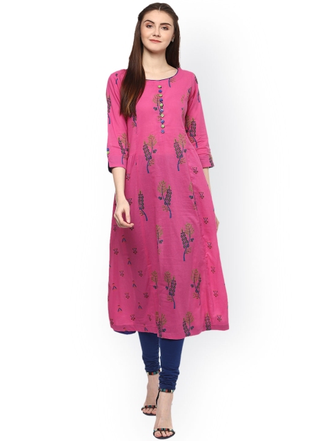 

Prakhya Women Pink Printed A-Line Kurta