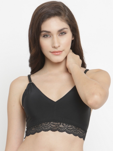 

PrettyCat Black Lace Non-Wired Lightly Padded Bralette Bra PC-SB-5089