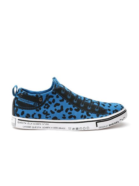 

DIESEL Men Blue Printed Slip-On Sneakers