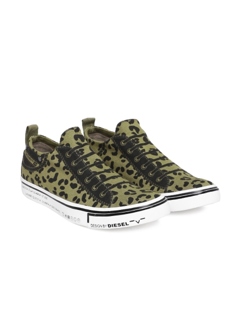 

DIESEL Unisex Olive Green S-IMAGINEE Printed Slip-On Sneakers