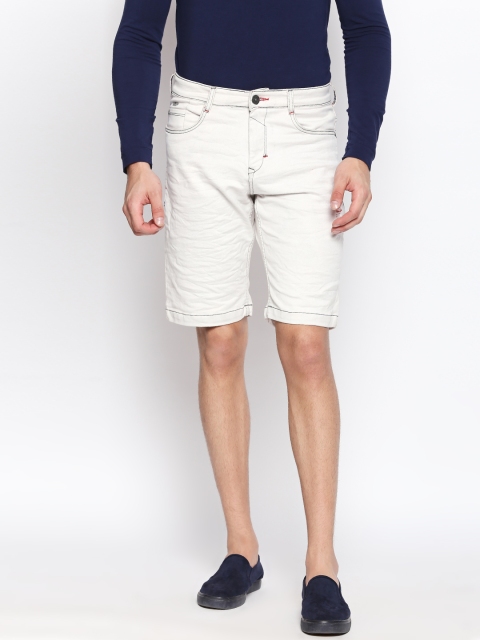 

Disrupt Men Off-White Solid Regular Fit Denim Shorts