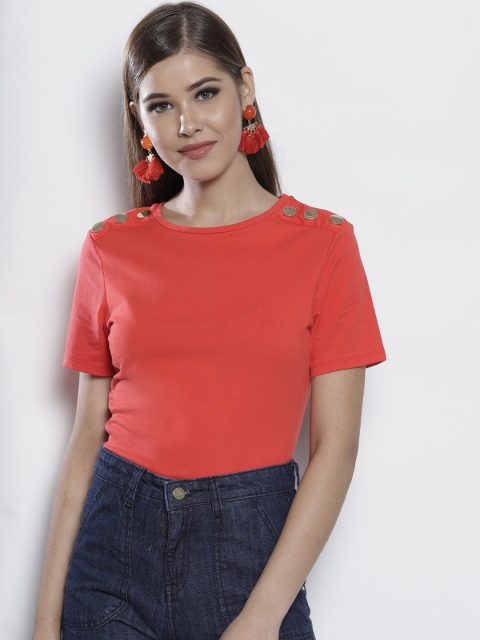

DOROTHY PERKINS Women Coral Red Solid Top