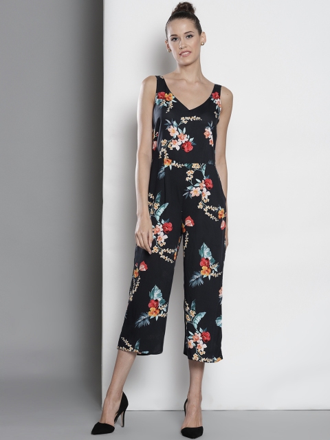 

DOROTHY PERKINS Navy & Peach-Coloured Printed Culotte Jumpsuit, Navy blue