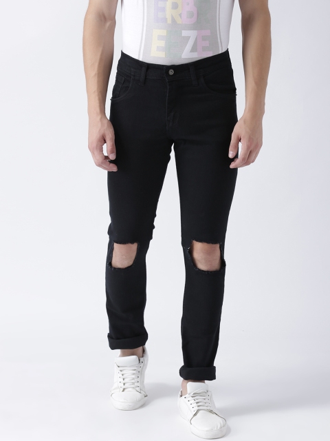 

Estrolo Men Black Slim Fit Mid-Rise Slash Knee Stretchable Jeans