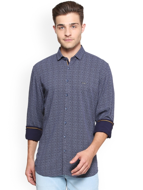 

V Dot Men Blue Slim Fit Printed Casual Shirt
