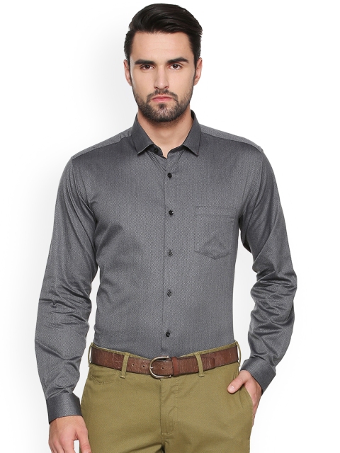 

V Dot Men Grey Slim Fit Self Design Casual Shirt