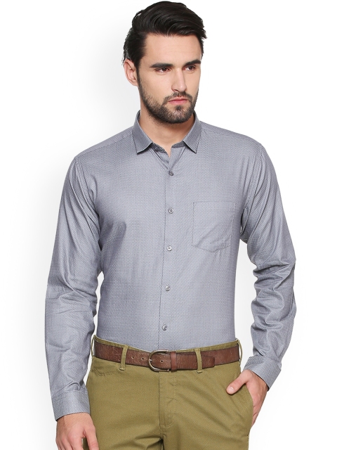 

V Dot Men Grey Slim Fit Self Design Casual Shirt