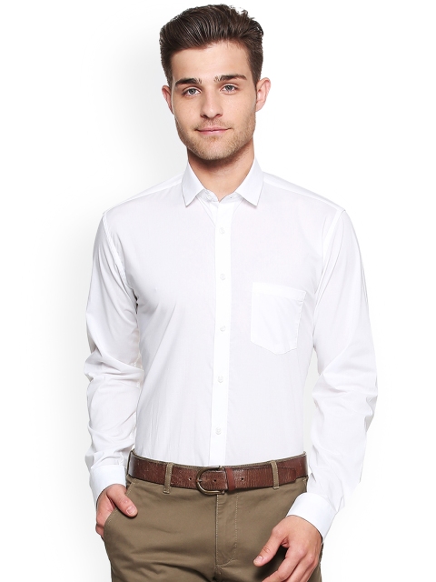 

V Dot Men White Slim Fit Solid Casual Shirt