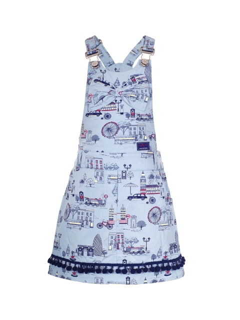 

naughty ninos Girls Blue Printed Pinafore Dress