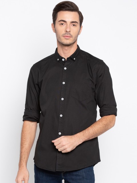 

Nick&Jess Men Black Slim Fit Solid Casual Shirt