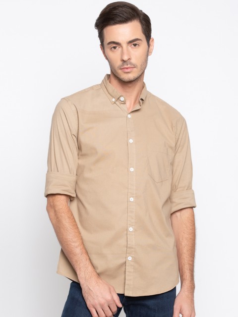 

Nick&Jess Men Beige Slim Fit Solid Casual Shirt