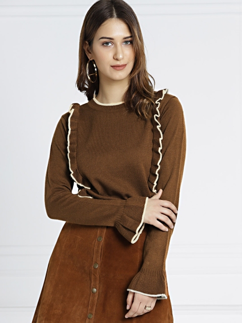 

all about you Women Brown Solid Pullover