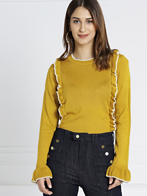 

all about you Women Mustard Yellow Solid Pullover