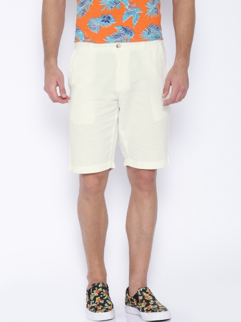 

U.S. Polo Assn. Men Off-White Slim Fit Linen Shorts