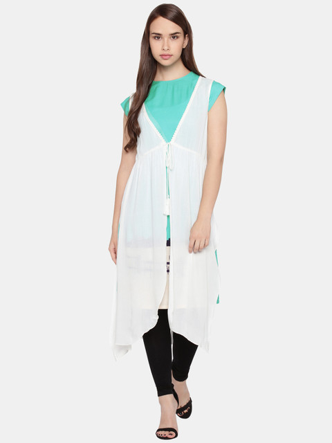 

RANGMANCH BY PANTALOONS Women Blue & White Printed A-Line Kurta