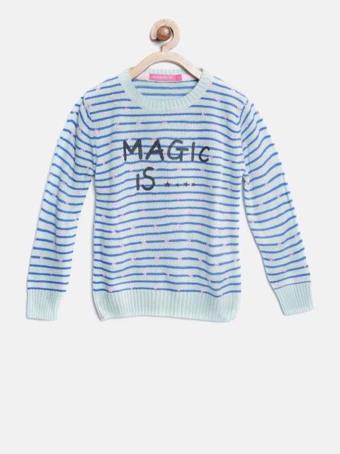 

Wingsfield Girls Blue Striped Printed Pullover