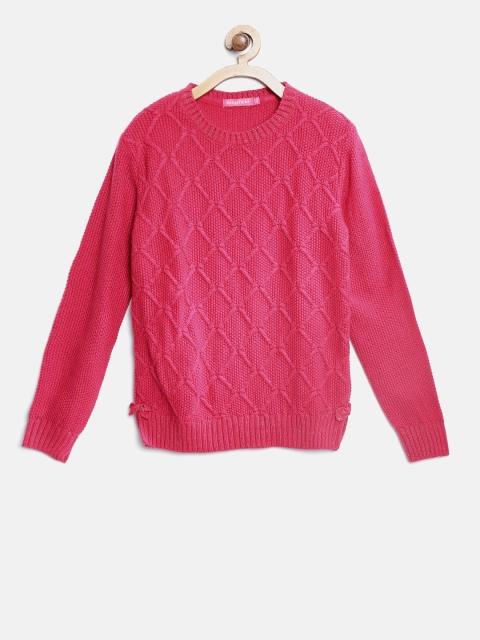 

Wingsfield Girls Pink Self Design Pullover