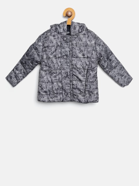 

Wingsfield Boys Navy Blue Printed Hooded Padded Jacket