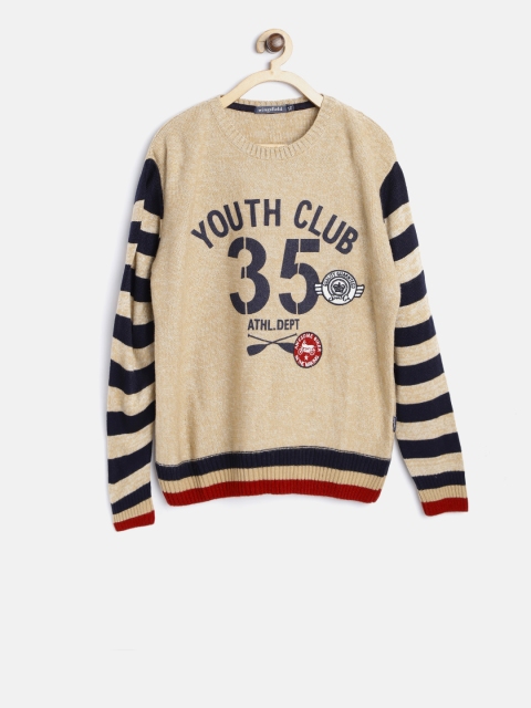 

Wingsfield Boys Beige & Navy Printed Sweater